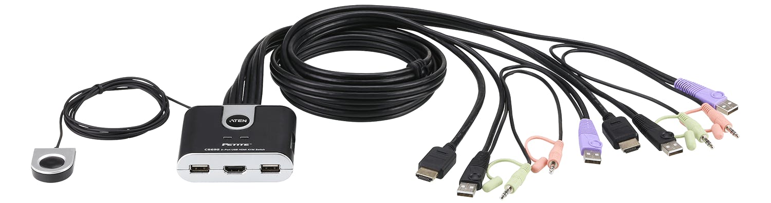 ATEN HDMI KVM-svitsj kan brukes til å koble to datamaskiner til én skjerm ATEN HDMI KVM-svitsj kan brukes til å koble to datamaskiner til én skjerm